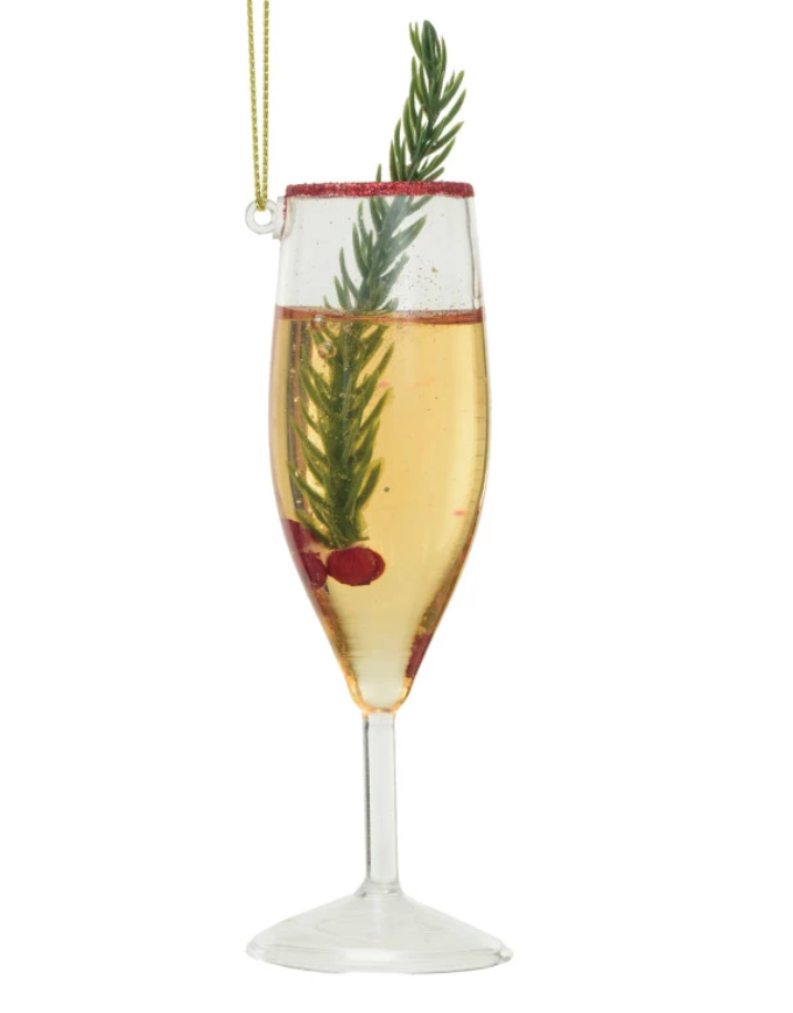 Holiday Cocktail Ornament w/ Glitter