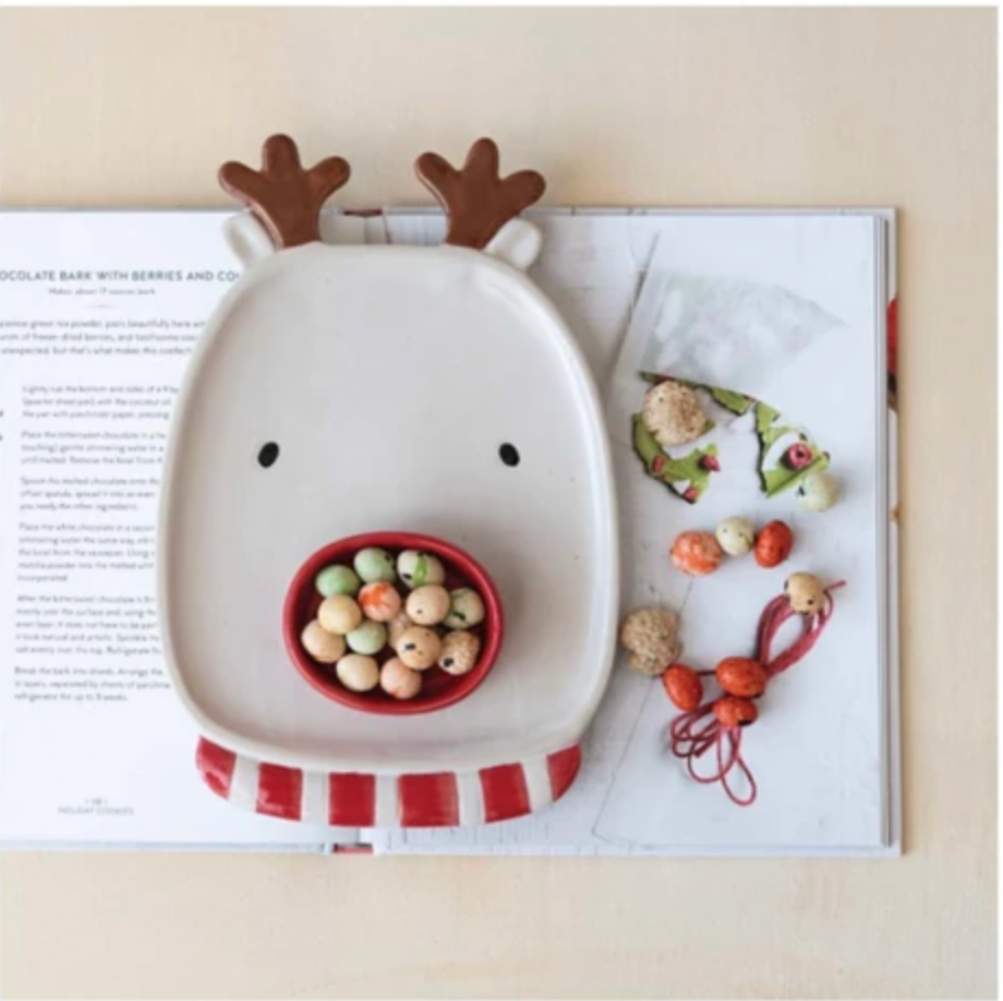 Reindeer Shaped Platter w/ Dish, Set of 2