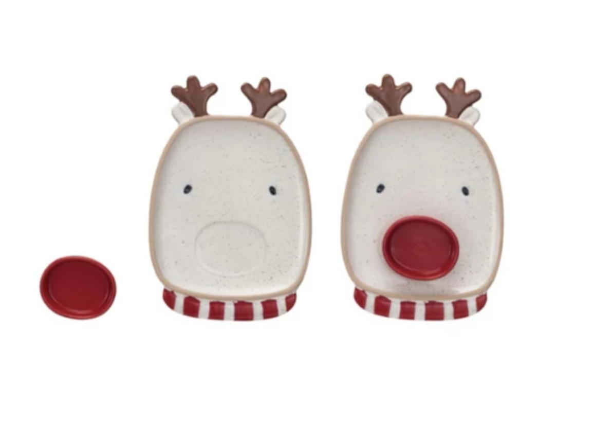 Reindeer Shaped Platter w/ Dish, Set of 2