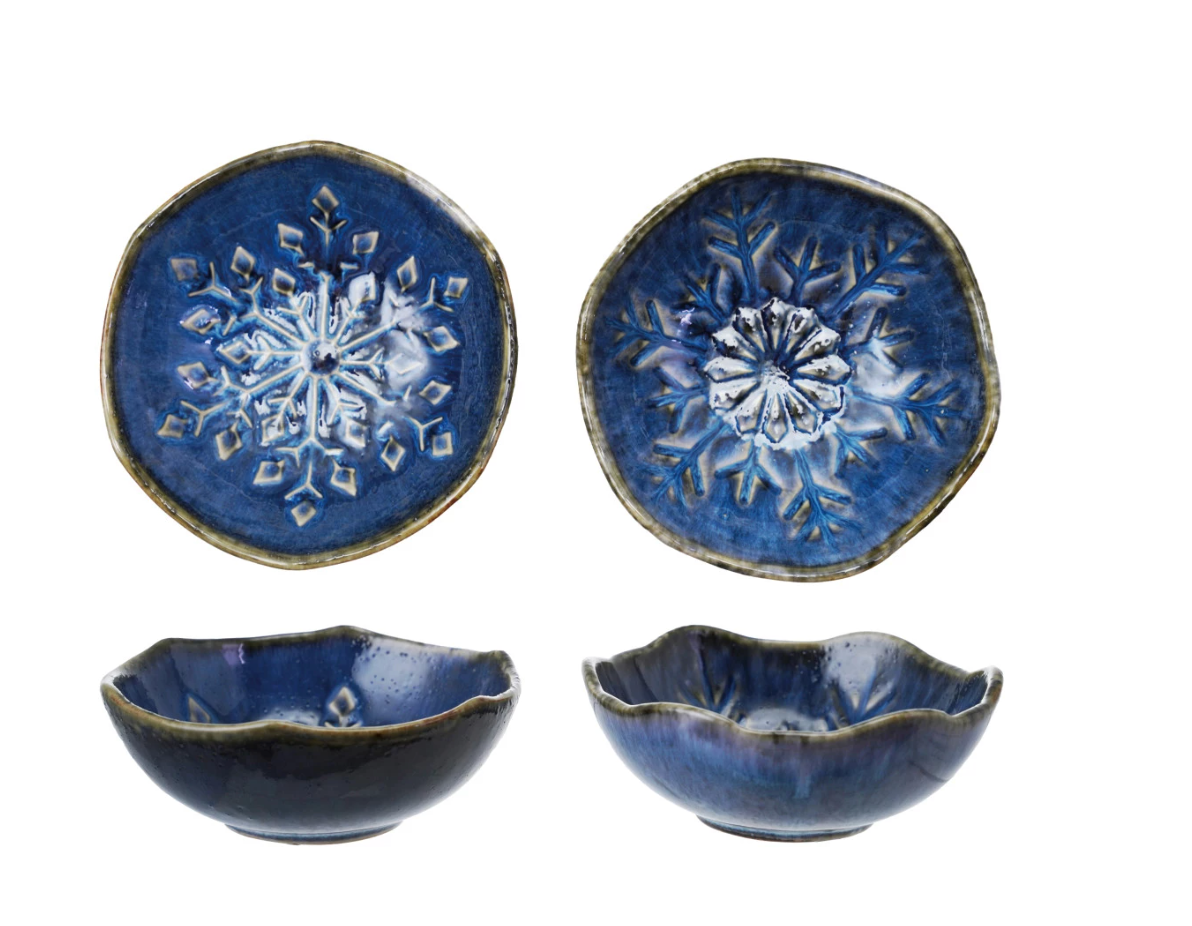 Debossed Stoneware Organic Shaped Bowl, 2 Styles