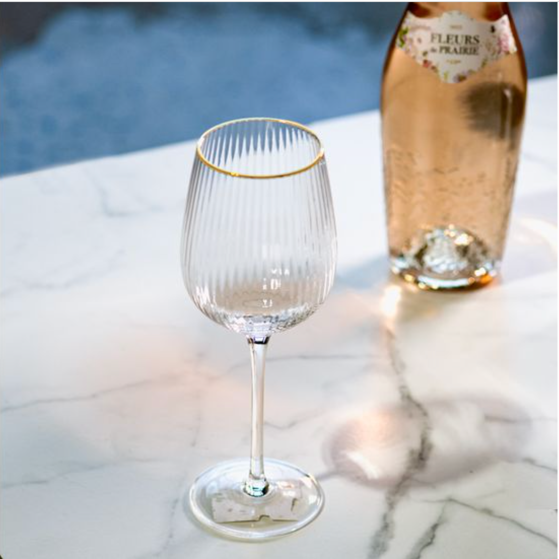 Gold Rim White Wine Glass