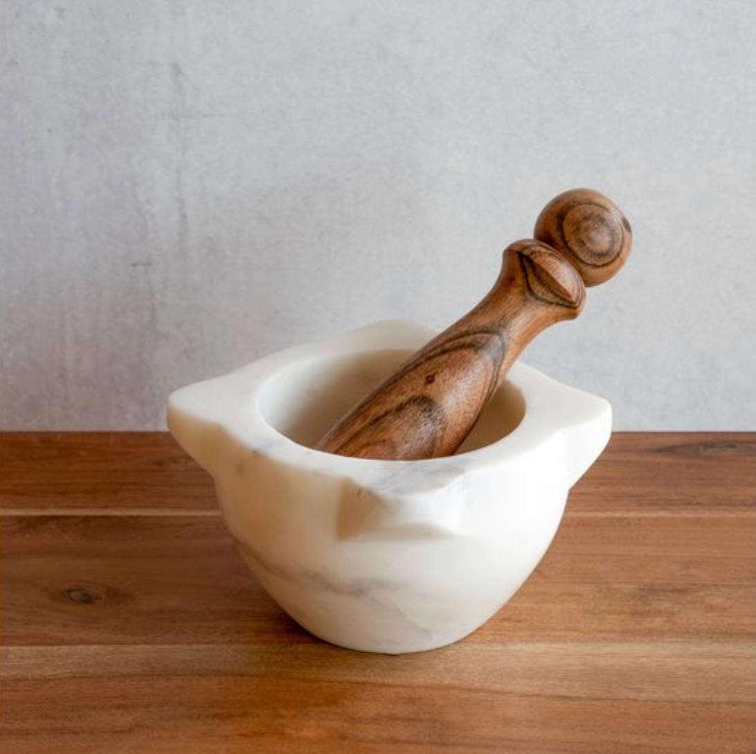 Marble Mortar with Wood Pestle