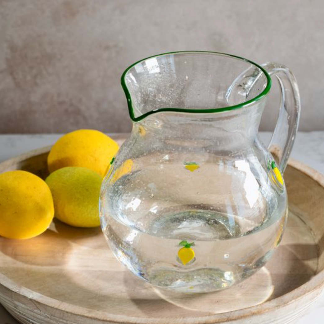 Lemon Bubble Glass Pitcher