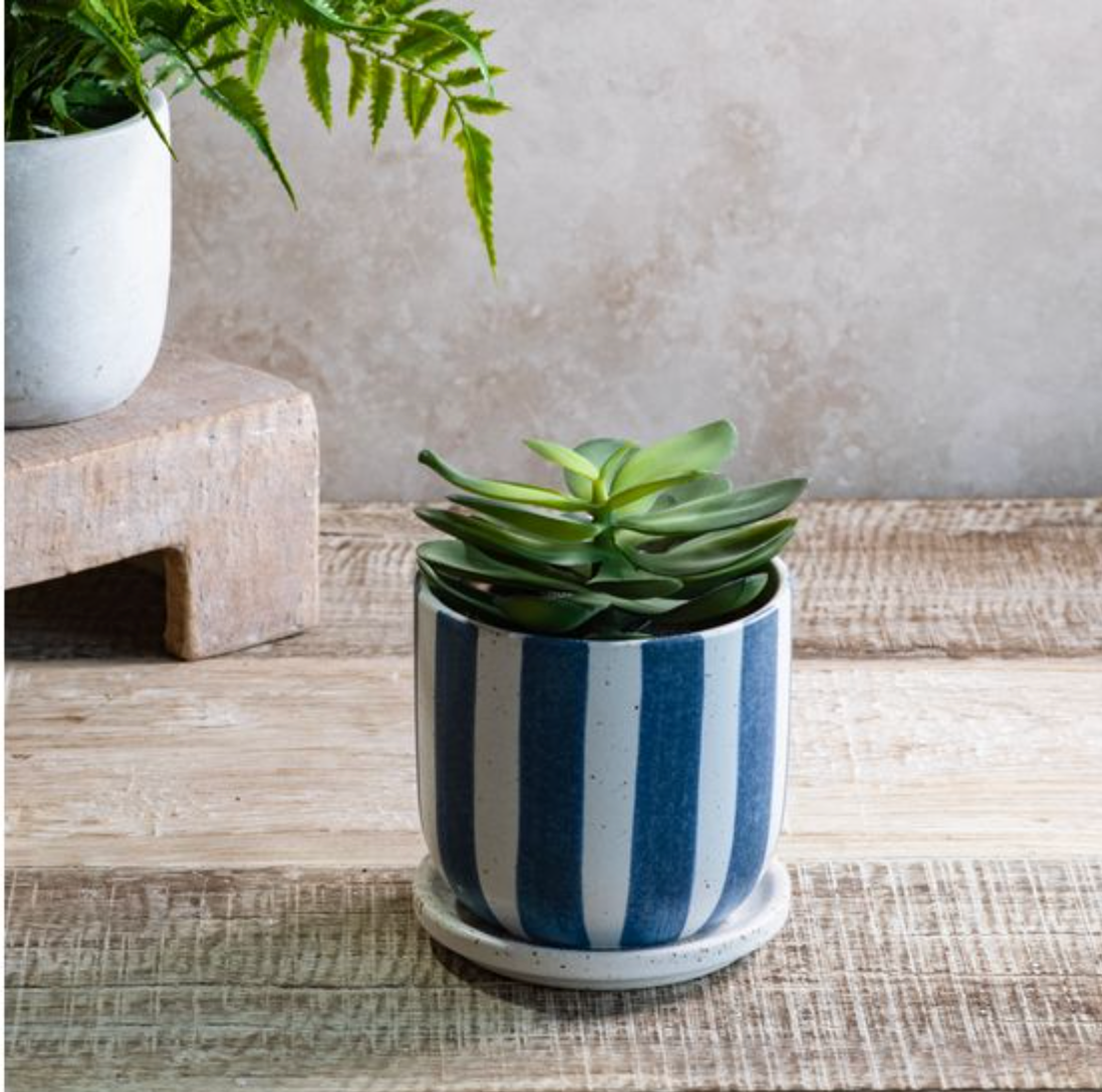 Stripe Planter with Saucer