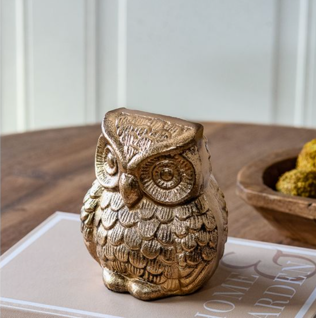 Antique Brass Owl Statue