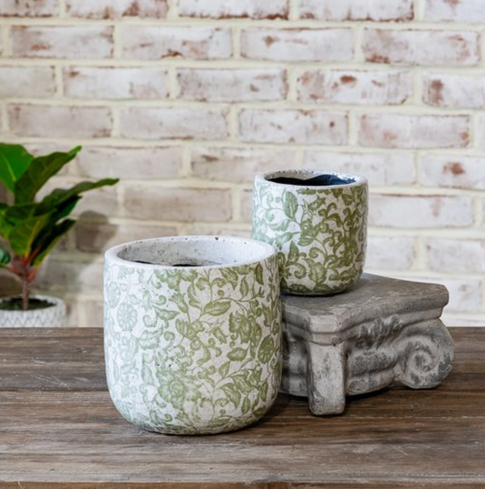 Green Floral Garden Pots