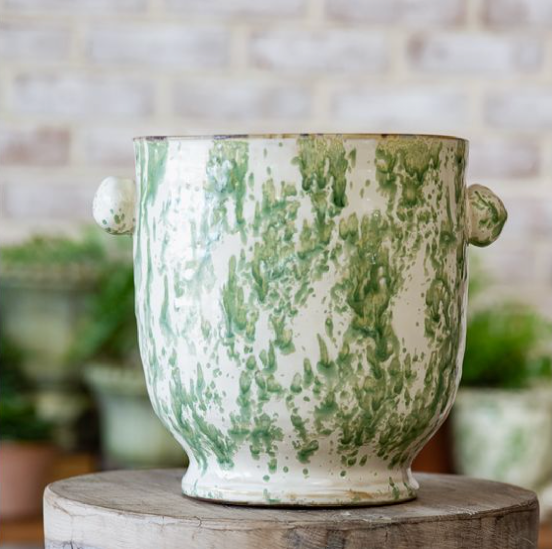 Green Splatter Terra Cotta Pot