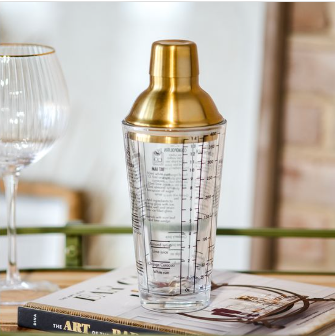 Glass Shaker with Drink Recipes