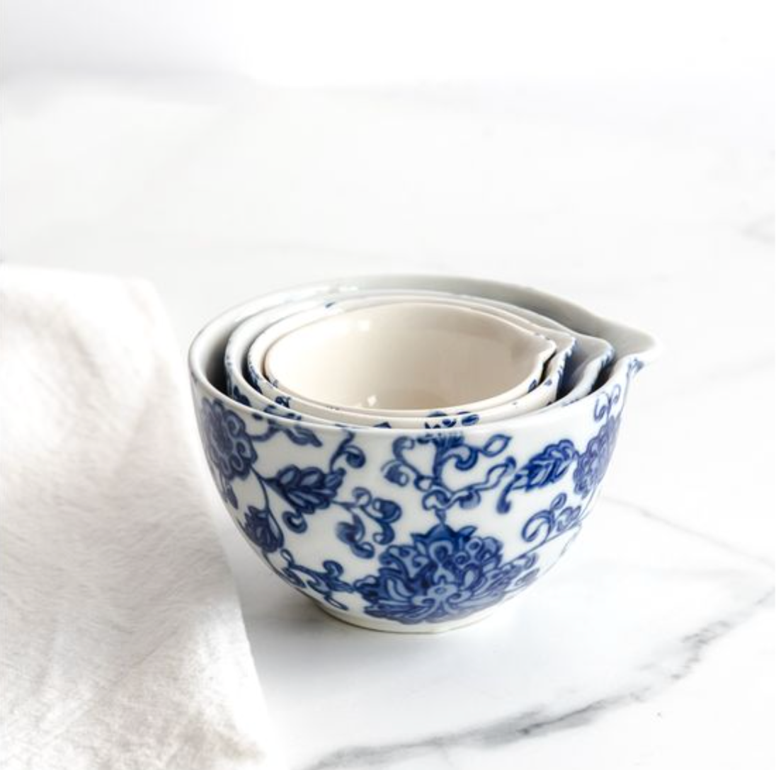 Blue Floral Measuring Cups, Set of 4