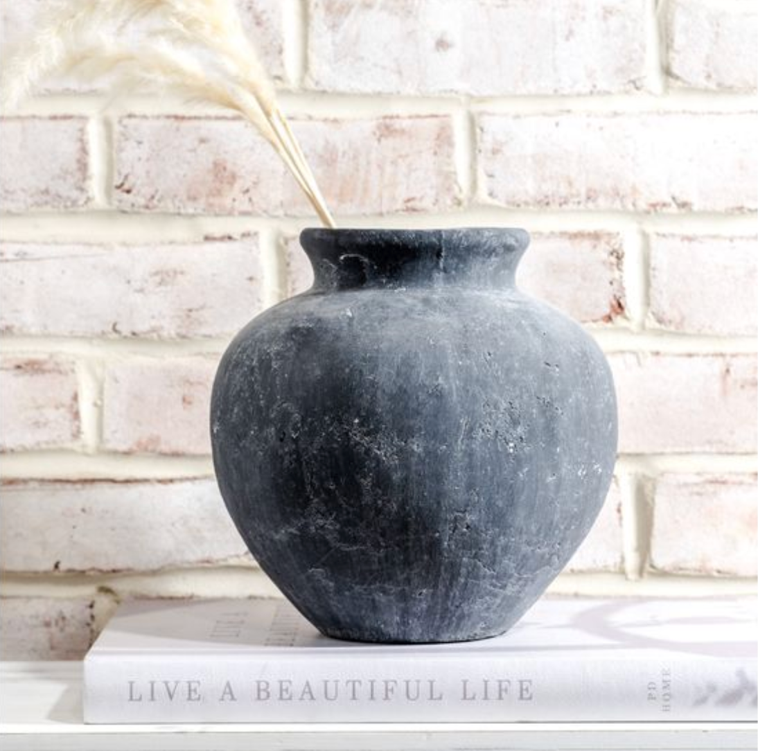 Charcoal Round Vase
