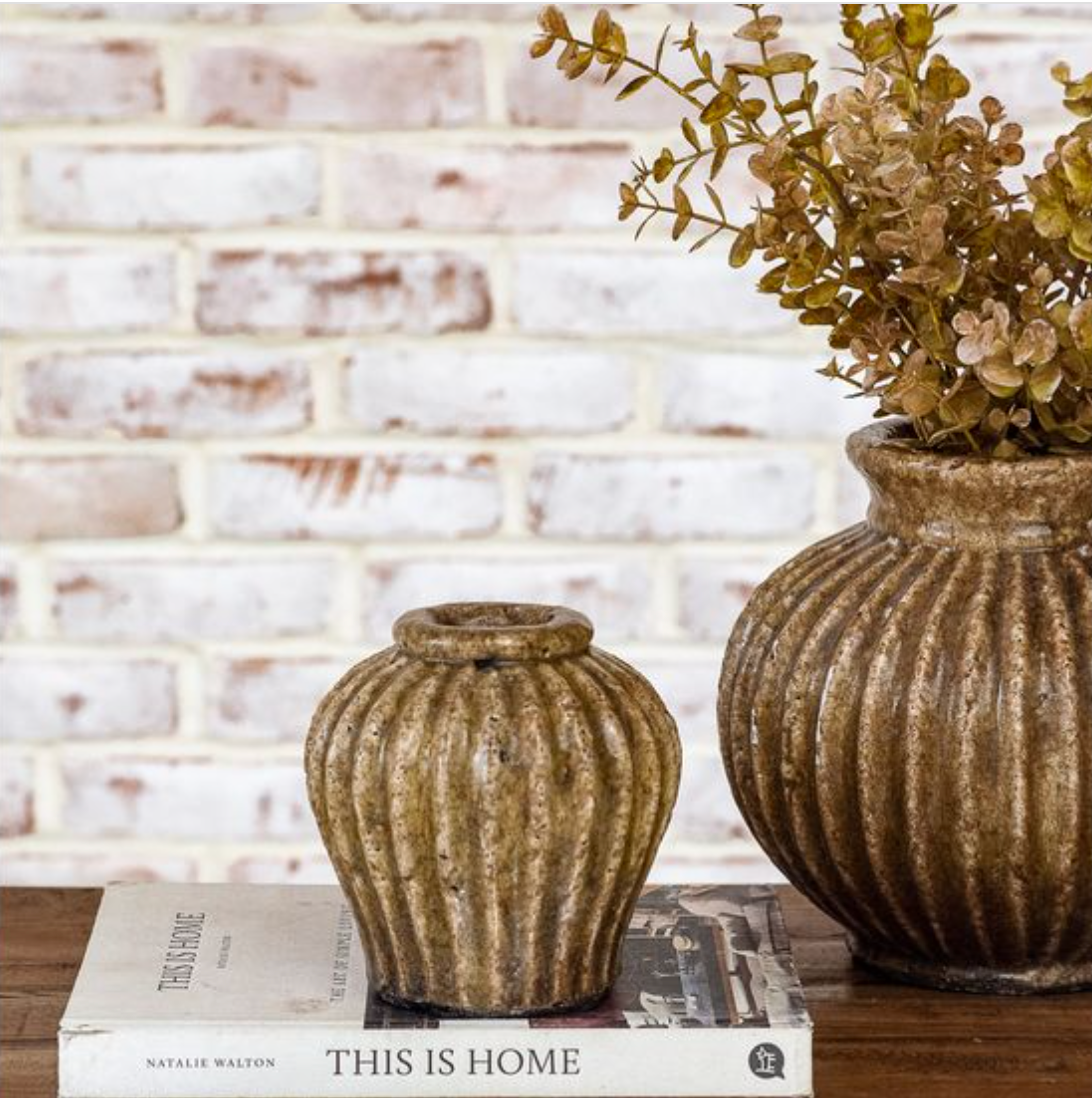 Brown Rounded Terra Cotta Vase