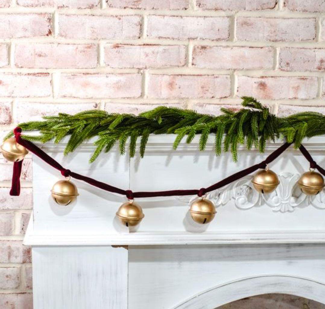 Red Velvet Ribbon with Gold Bell