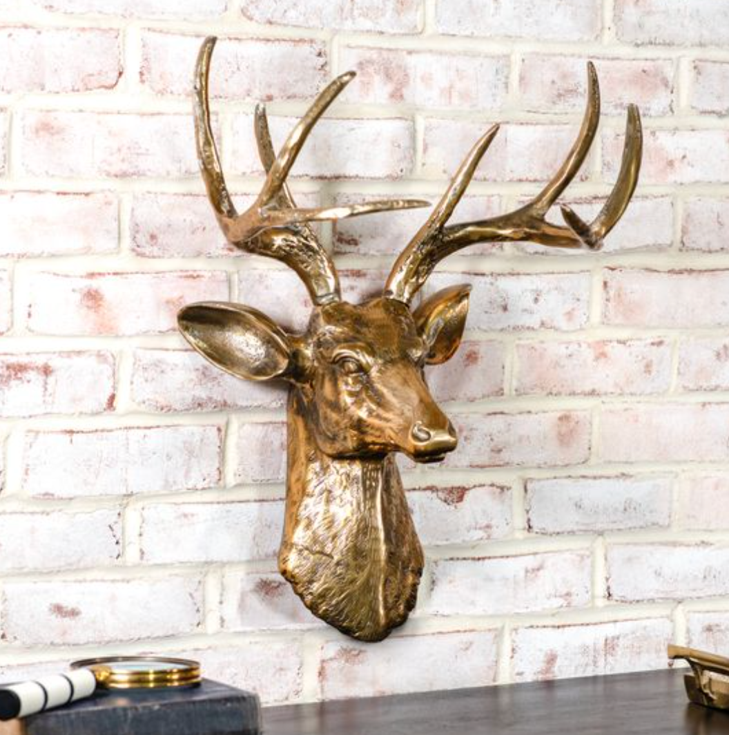 Gold Deer Head Wall Hanger