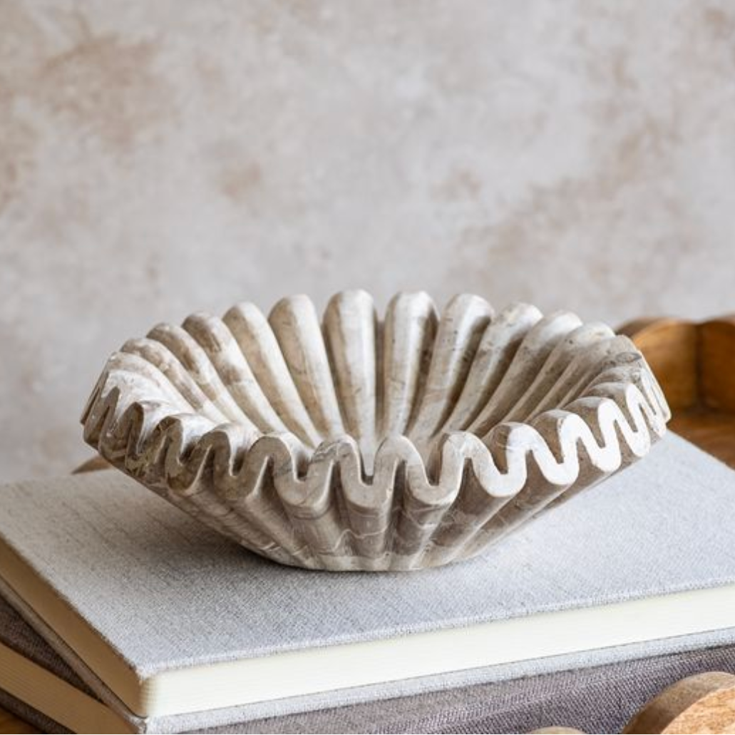 Marble Ruffled Bowl