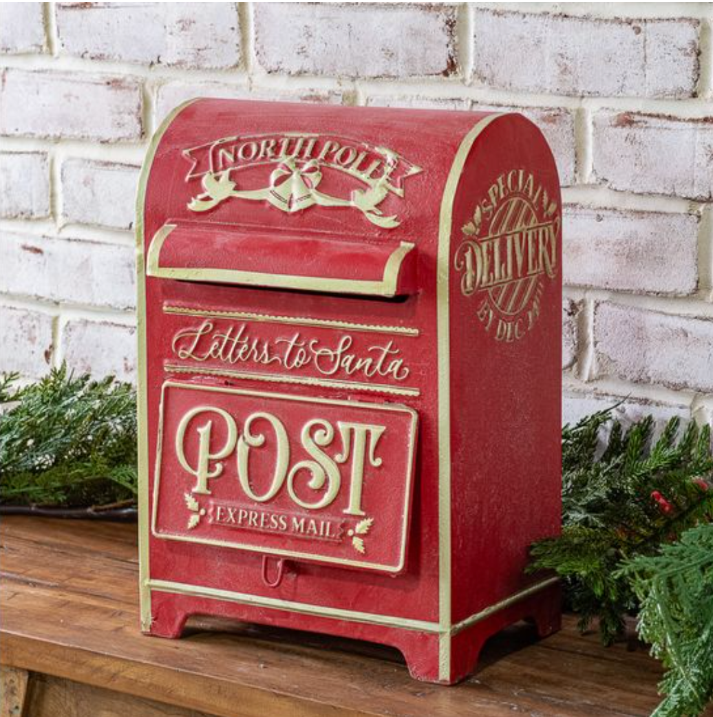 Red Tin Holiday Mailbox
