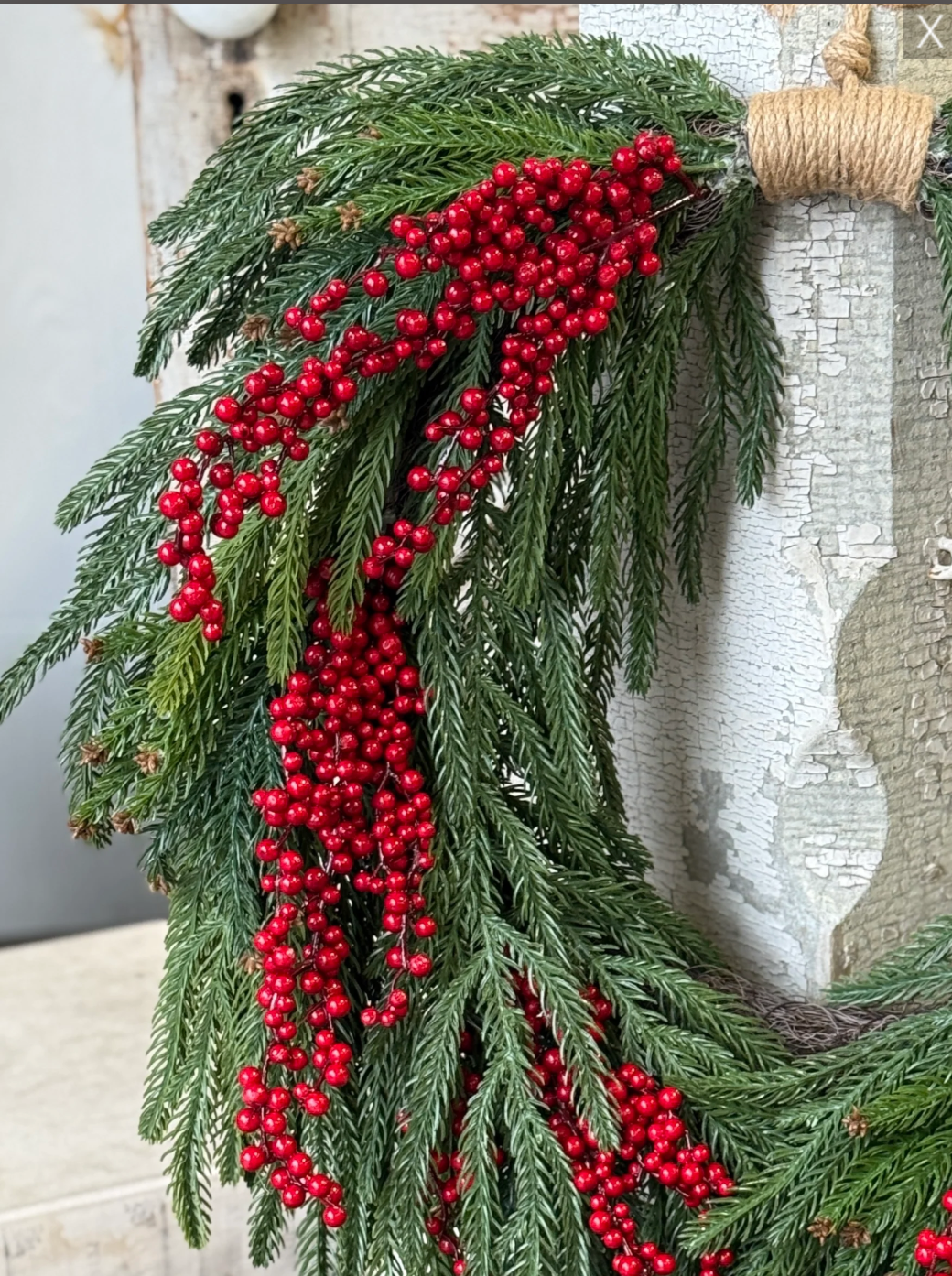 24" Cinderberry Norfolk Hanging Wreath