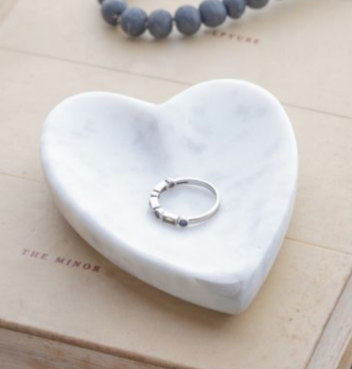 Marble Heart Trinket Dish 4"