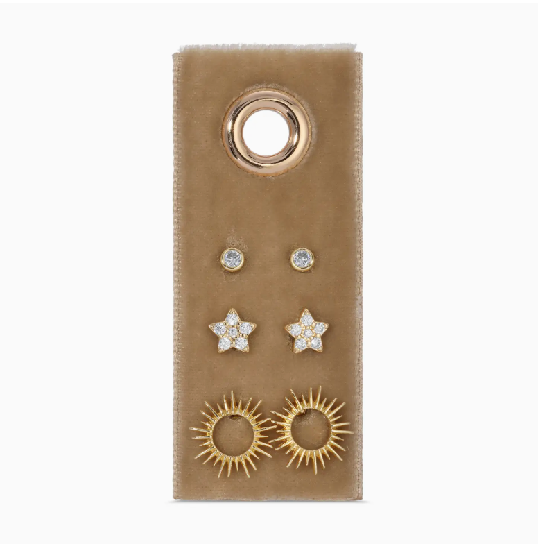 Stud Set of 3 on Velvet Tag