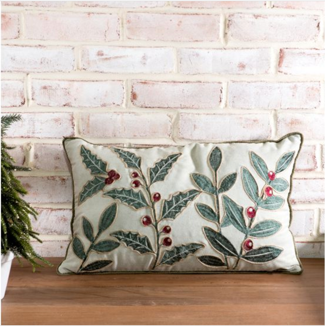 Green Holly Pillow - 2 Sizes