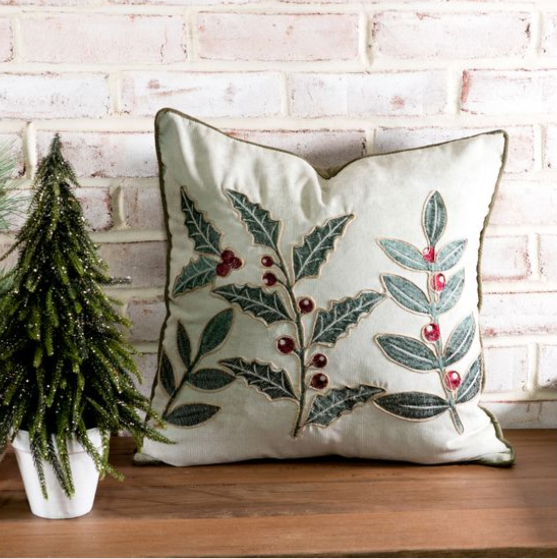 Green Holly Pillow - 2 Sizes