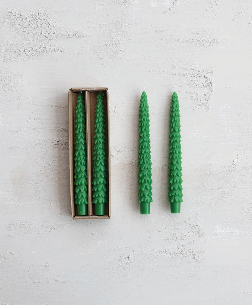 Unscented Tree Shaped Taper Candles, Set of 2