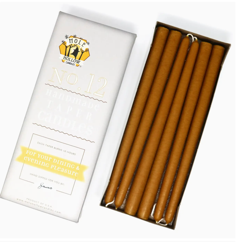12" Hand Dipped Unscented Taper Candles