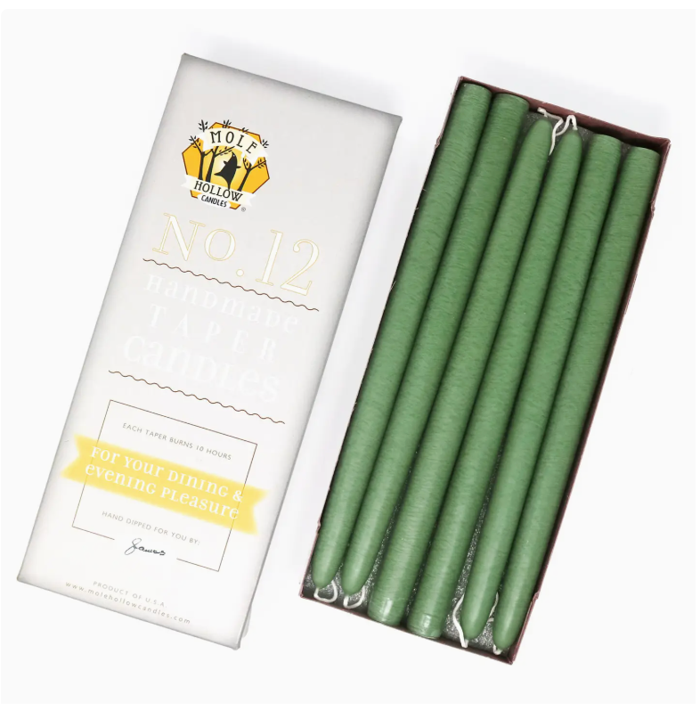 12" Hand Dipped Unscented Taper Candles