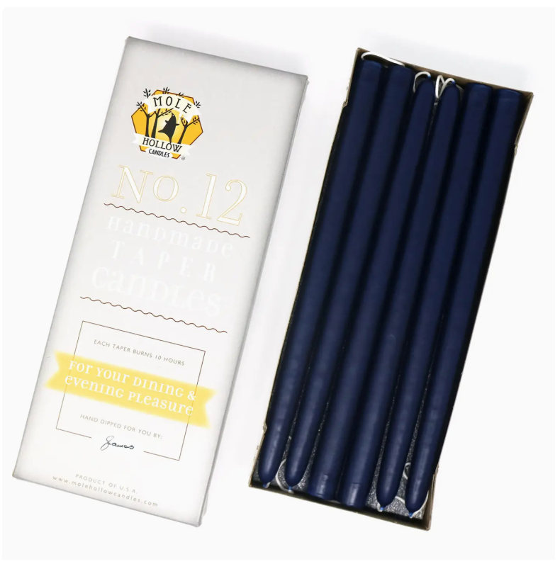 12" Hand Dipped Unscented Taper Candles