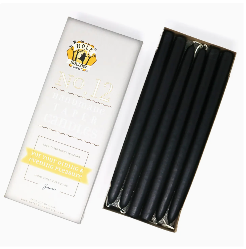 12" Hand Dipped Unscented Taper Candles