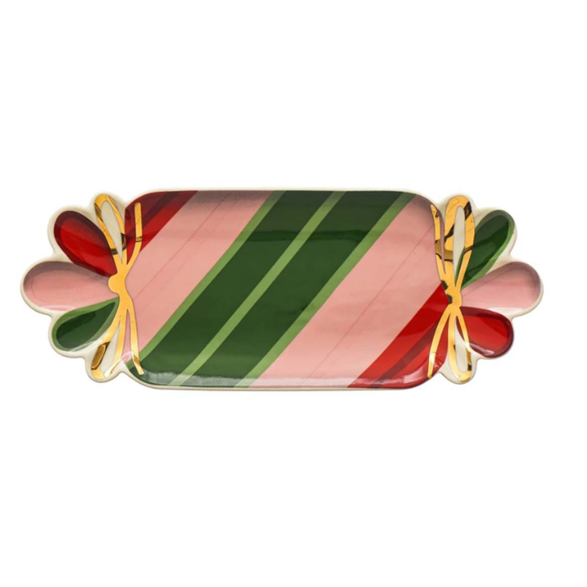 Stoneware Candy Shaped Plate with Gold Electroplating