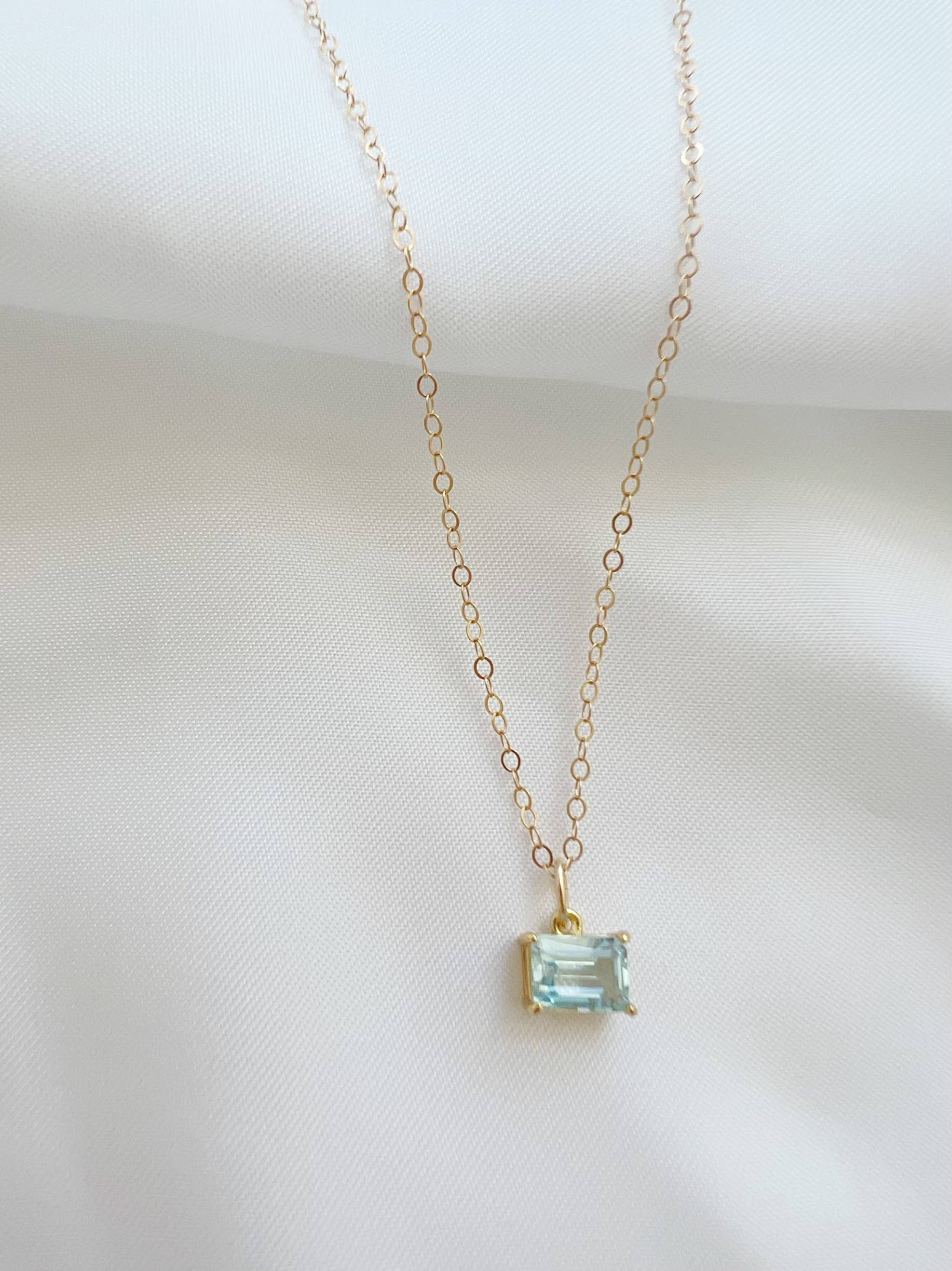 Everly Light Blue Aquamarine CZ Necklace