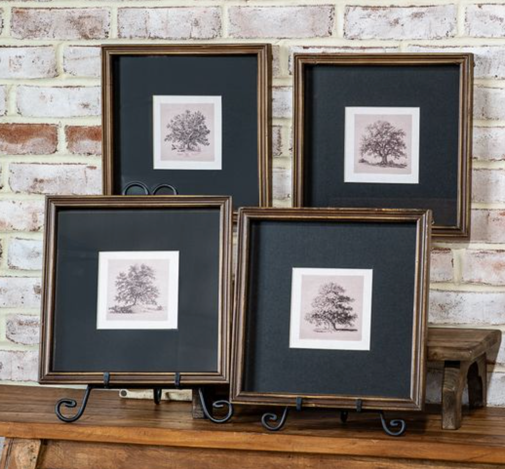 4 ASST FOLIAGE FRAMED WALL ART