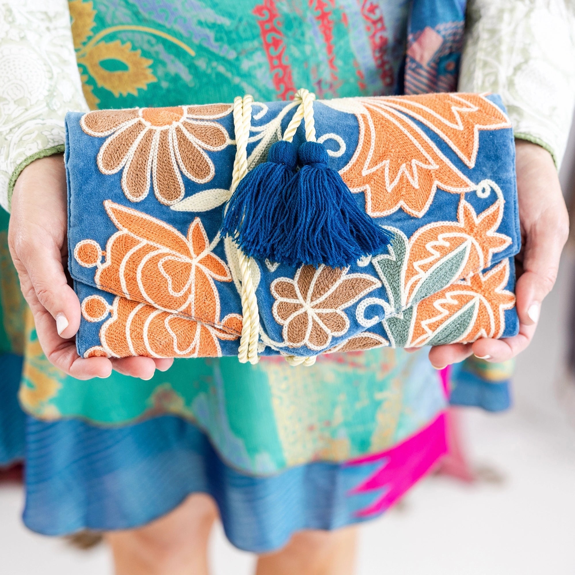 Embroidered Velvet Jewelry Organizer