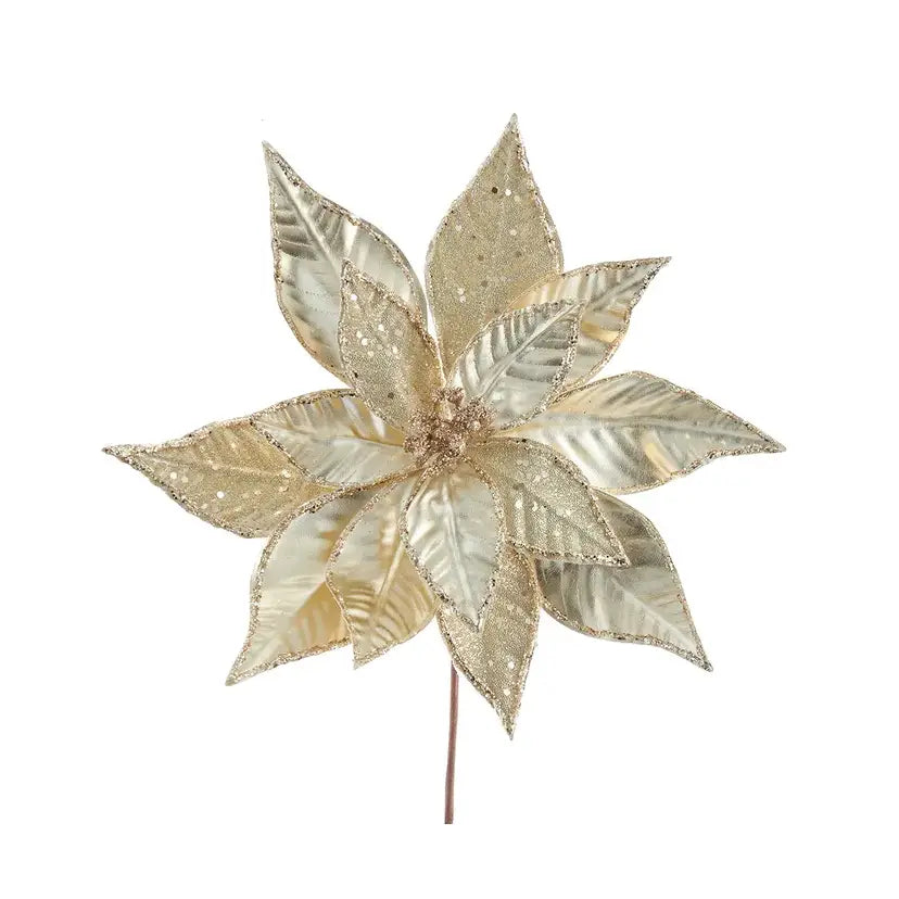 Champagne Gold Poinsettia Pick