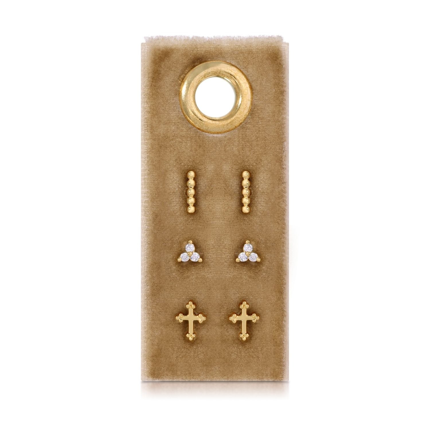 Stud Set of 3 on Velvet Tag
