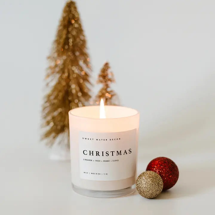 Holiday White Jar with Wood Lid 11 oz