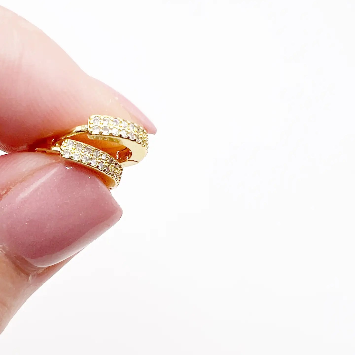 Sparkle Pave Huggie Hoops Earrings