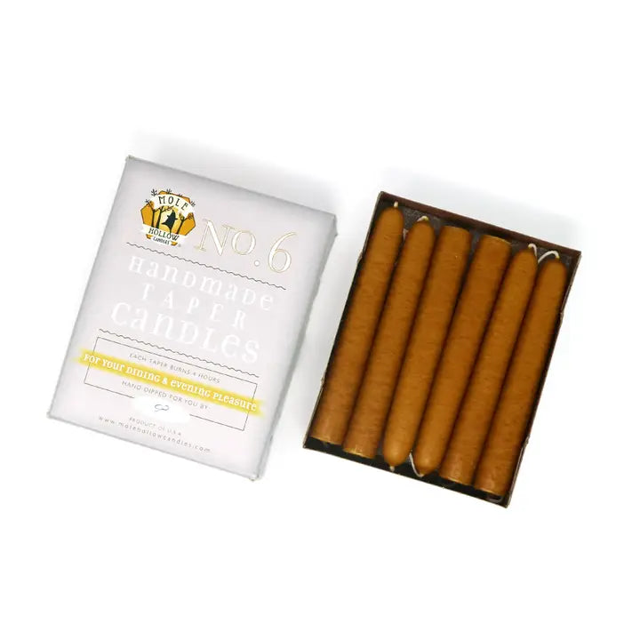 6" Hand Dipped Unscented Taper Candles