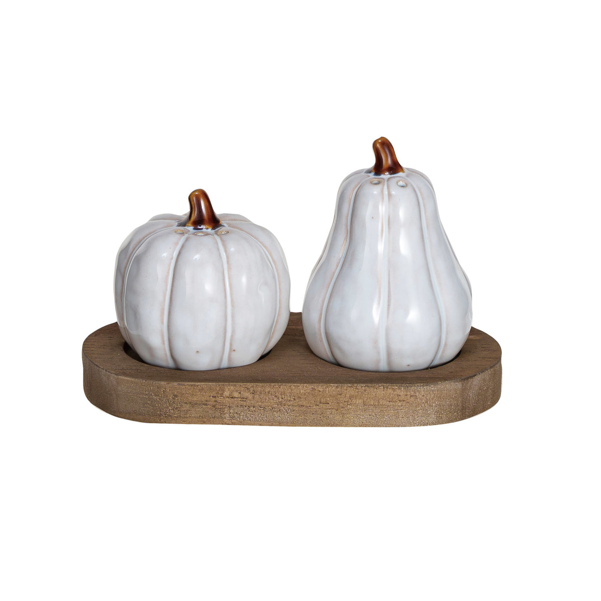 Salt & Pepper Shakers with Wood Tray