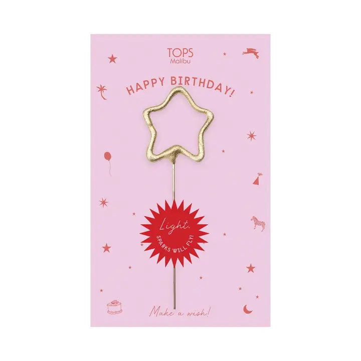 Mini 4" Gold Star Sparkler Birthday Card