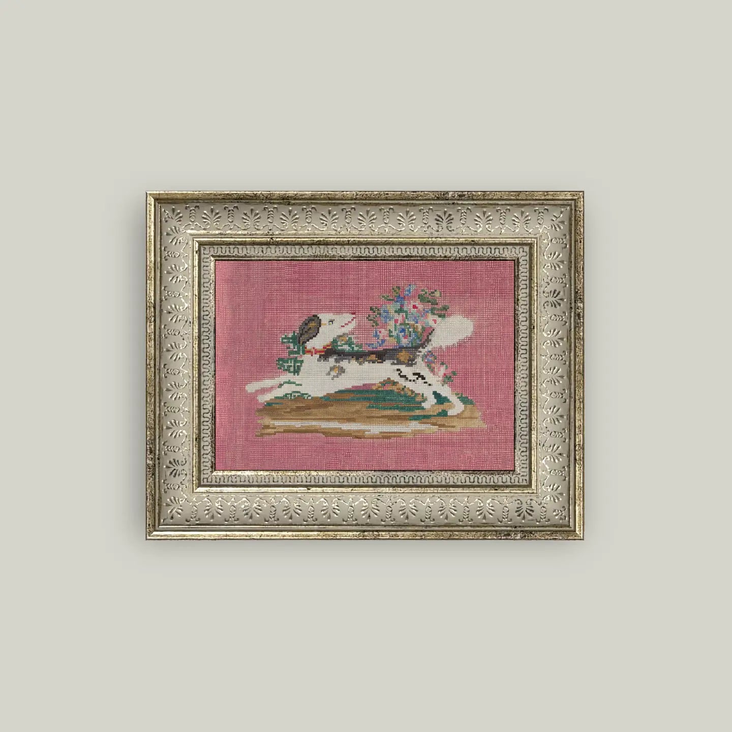 Dog Print Framed Antique Art