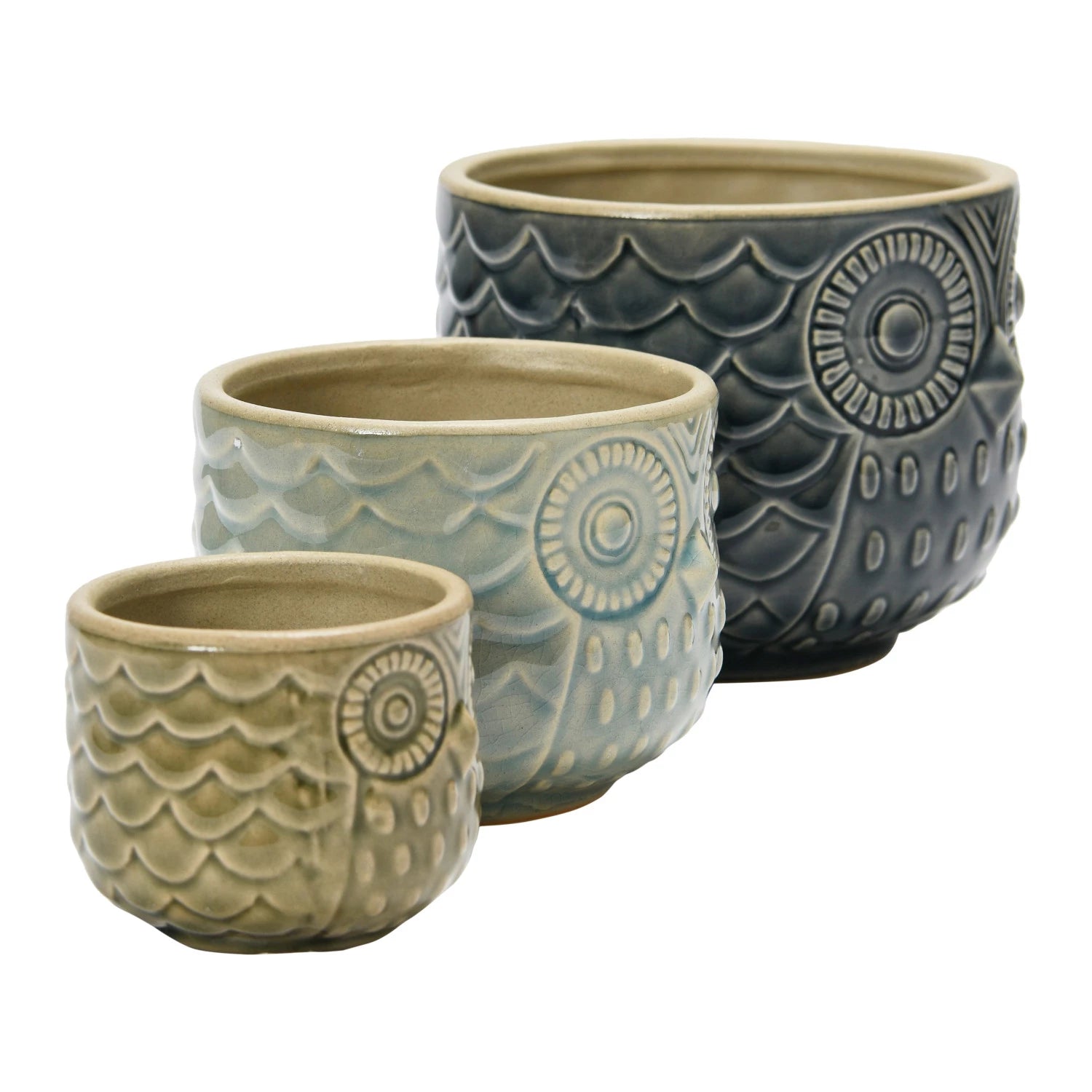 Decorative Stoneware Owl Containers