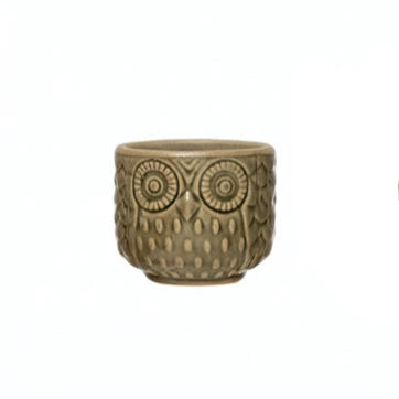 Decorative Stoneware Owl Containers