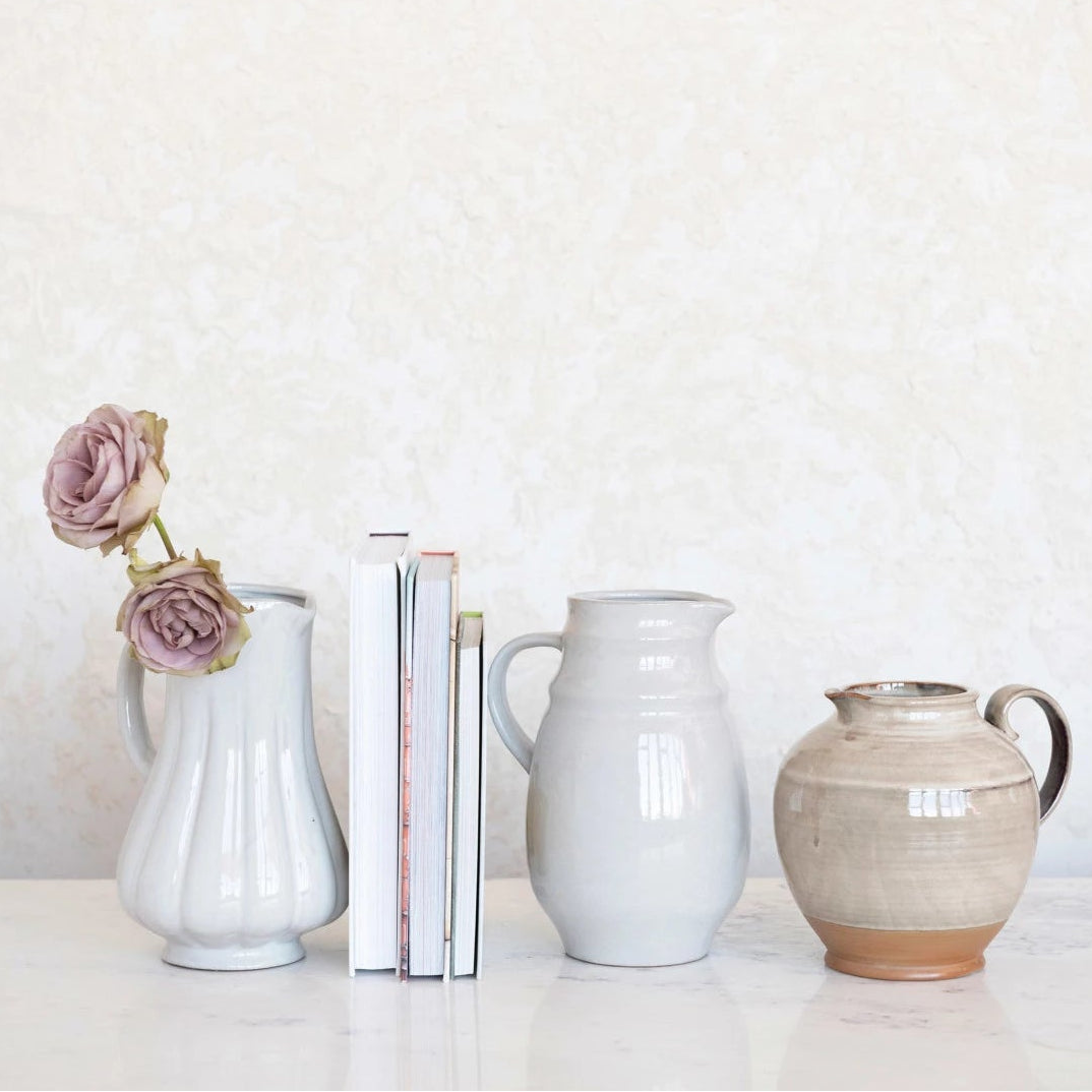 Stoneware Pitcher with Reactive Glaze