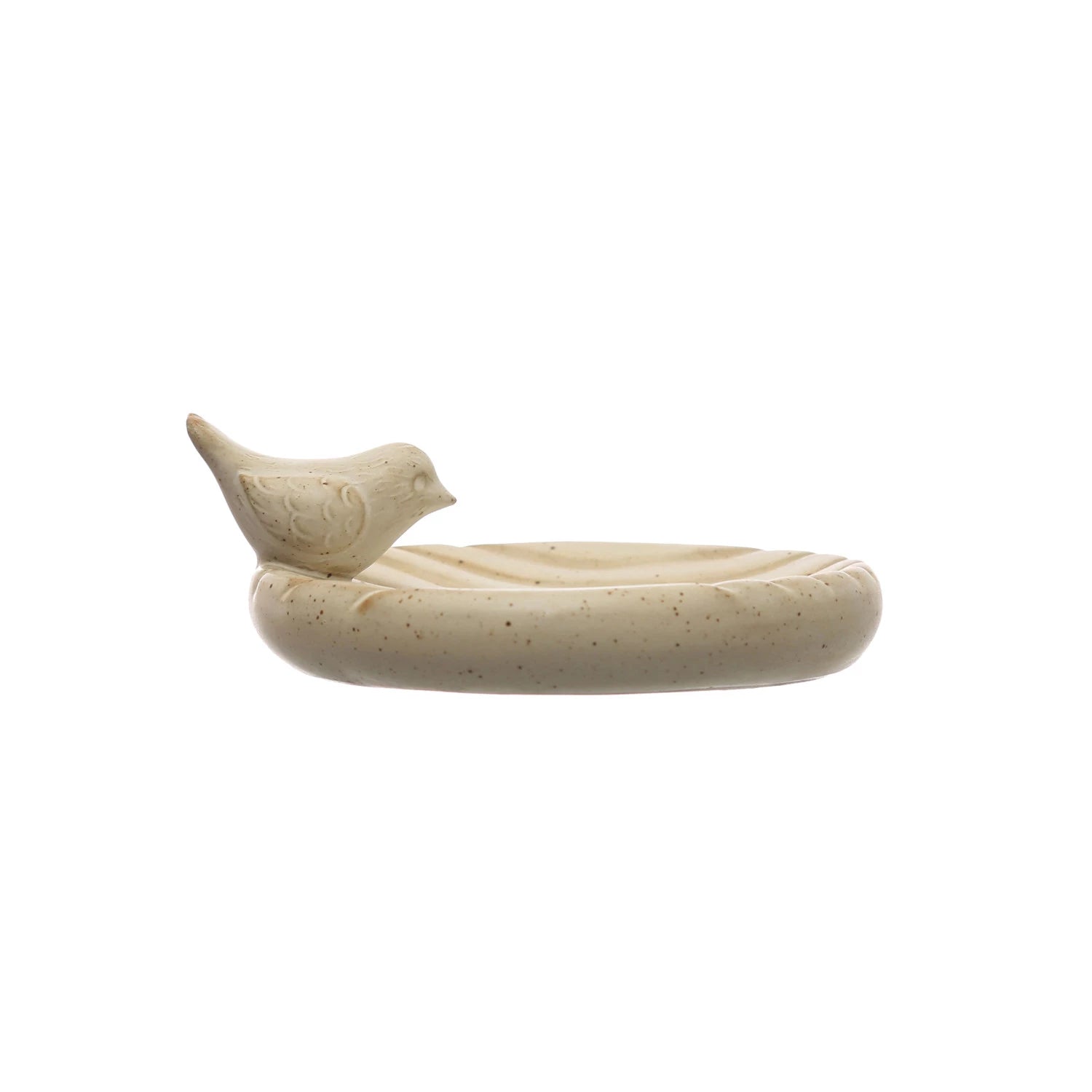 Debossed Stoneware Dish with Bird
