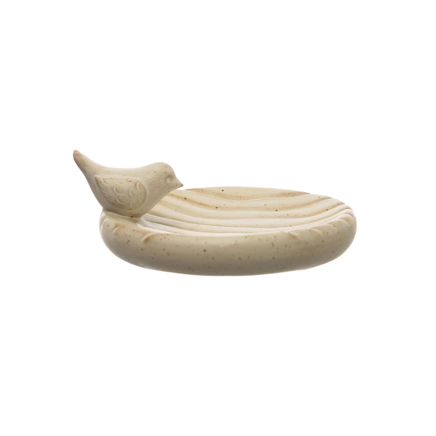 Debossed Stoneware Dish with Bird