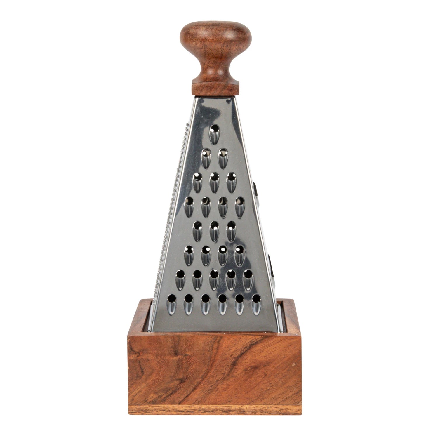 Stainless Steel Grater with Acacia Wood Handle & Base