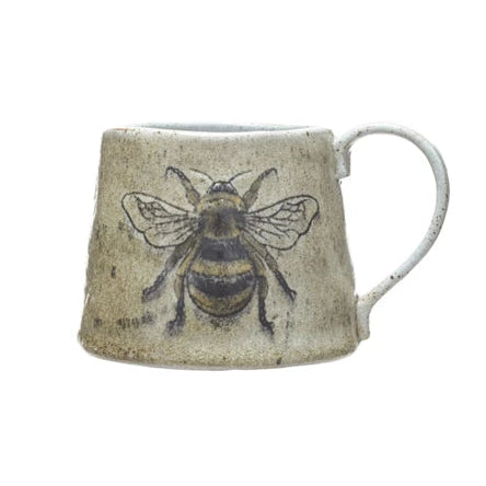 Stoneware Mug with Insect/Bird, 4 Styles