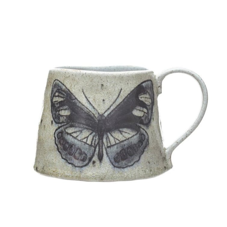 Stoneware Mug with Insect/Bird, 4 Styles