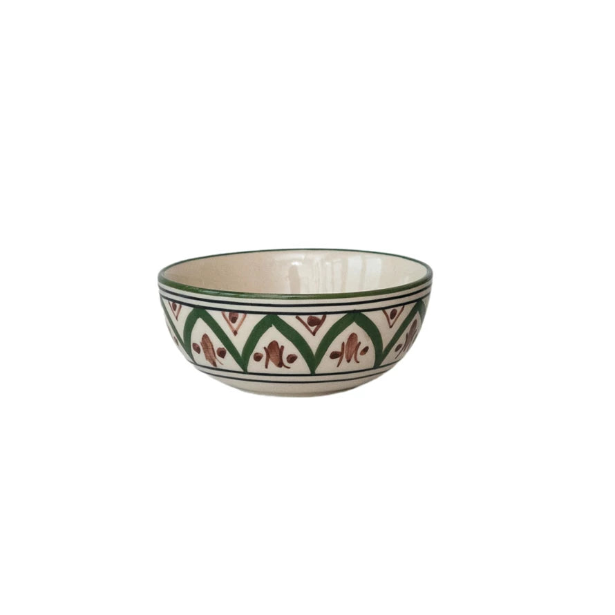 Hand-Painted Stoneware Bowl w/ Design